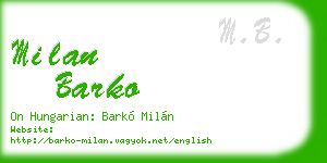 milan barko business card