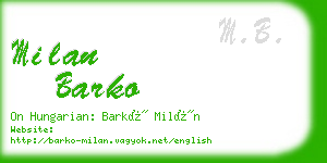 milan barko business card